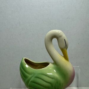 Vintage Shawnee Pottery Swan Planter Vase Pastel Colors